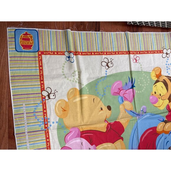 Disney Winnie The Pooh & Friends Cotton Fabric Panel 35"x44" Striped Border Craf - Picture 8 of 15
